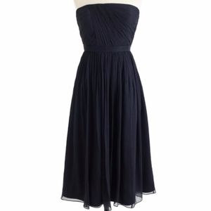 J. Crew 'Mindy' Silk Chiffon Dress in Newport Navy